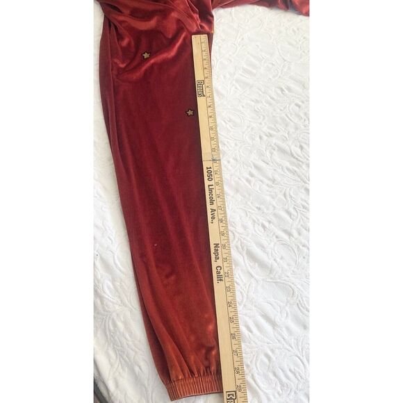 AVIATOR NATION Women L Red Velvet Sweatpants Joggers Velour Galaxy Star READ - Picture 8 of 12